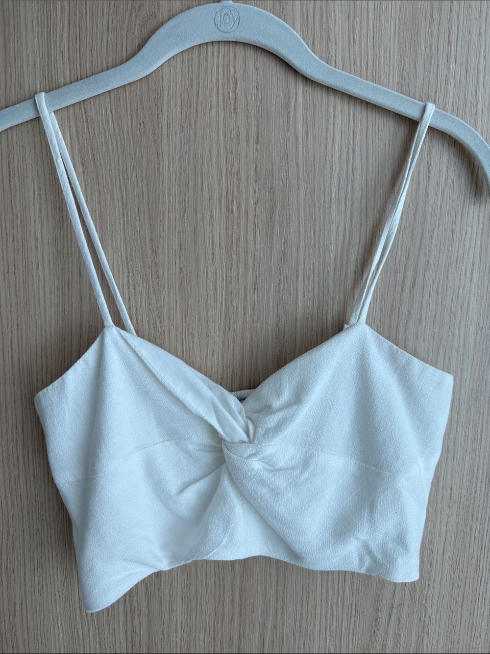 Stradivarius White Twist Front Cropped Cami